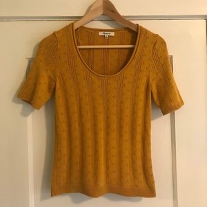 Madewell Pointelle Willford Sweater Tee in Mustard